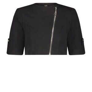 Aleeza Paris Naomi Stretch Zipper Jacket Size Large Cropped Black New